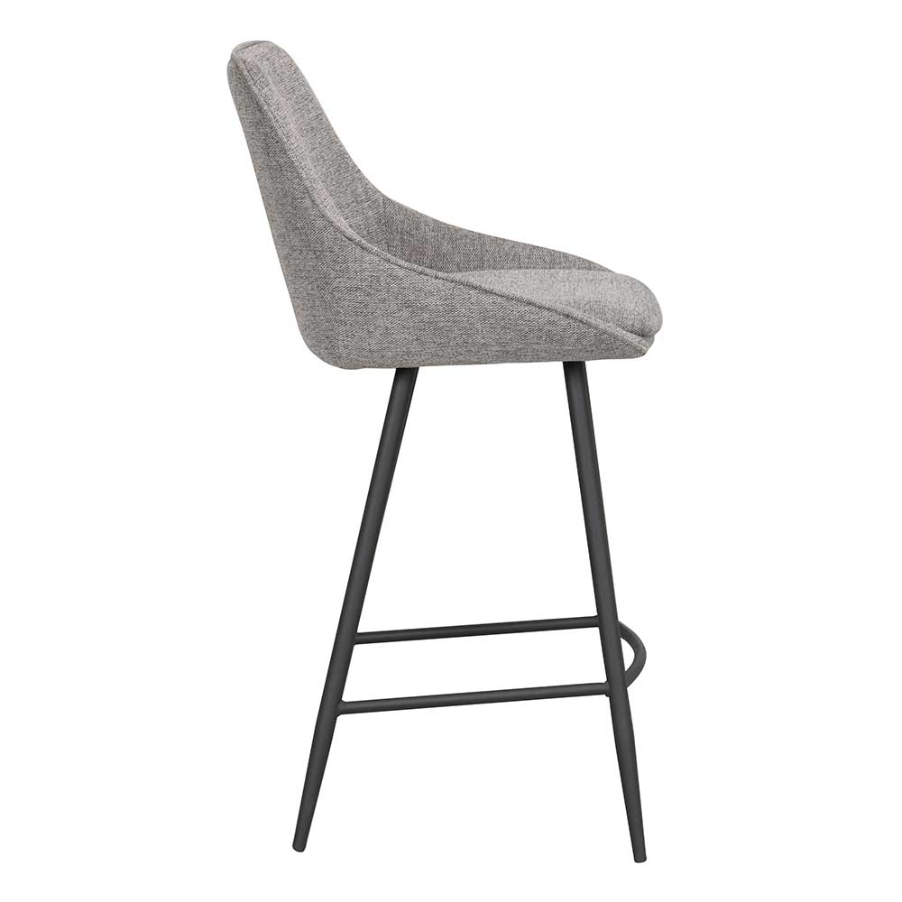 Barstühle mit Sitzschale Stoff Grau - Leandra (2er Set)