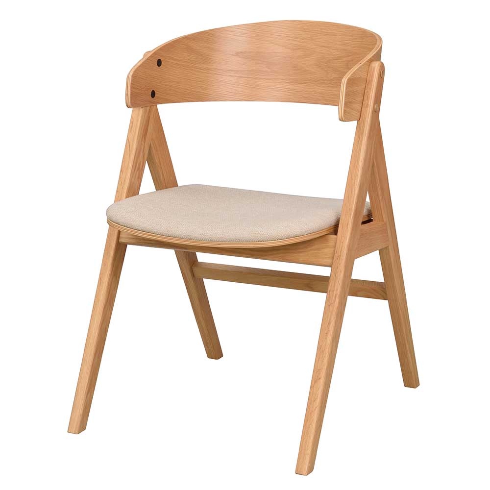 Design Esszimmerstuhl mit abgerundeter Rückenlehne und Stoffbezug, frontalansicht – Jector