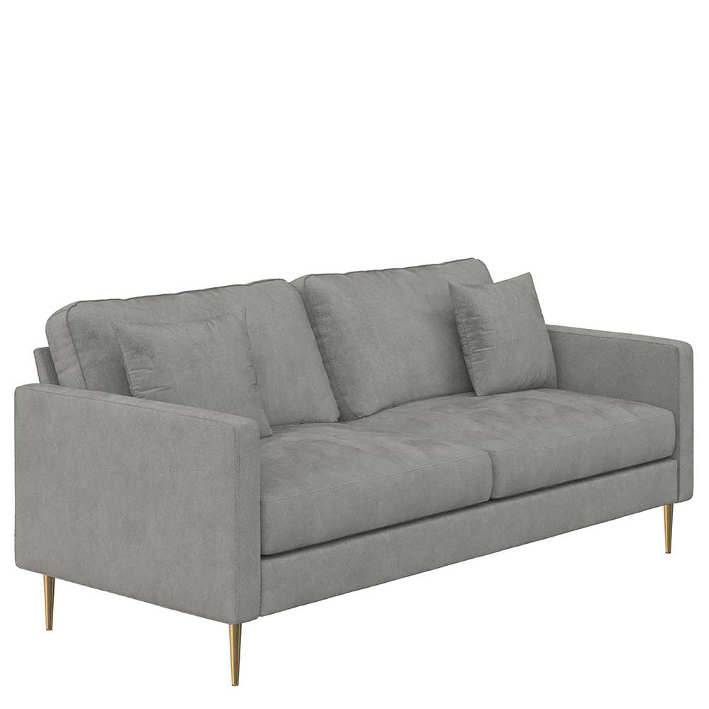 Dreisitzer Samtcouch in Grau - Hillion