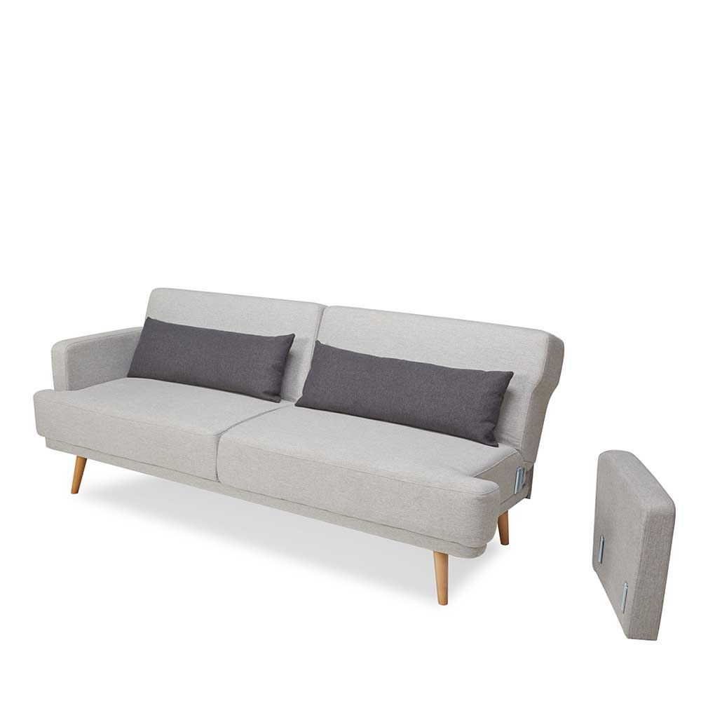 Schlafsofa in Hellgrau und Kiefer - Posadas