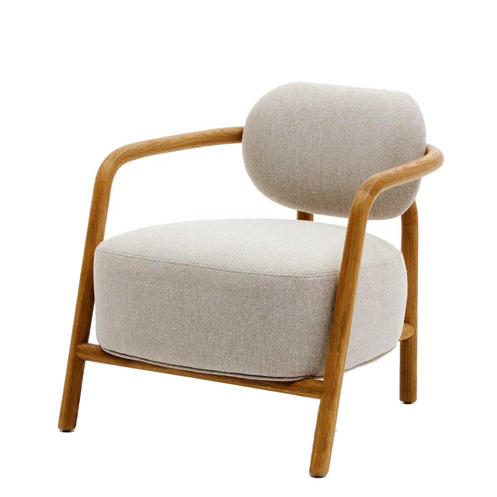 Skandi Design Sessel aus Chenille und Massivholz - Yilton