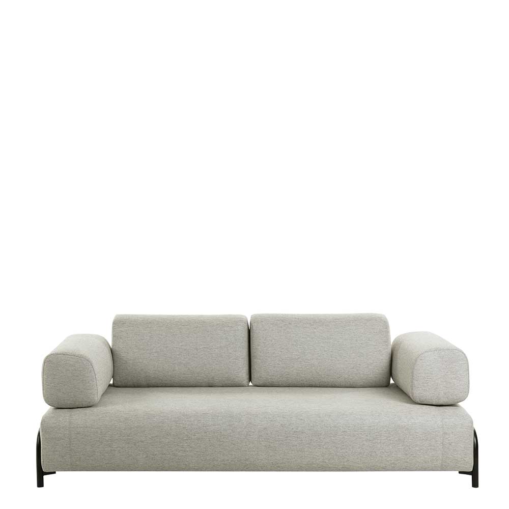 Beiges Polstersofa mit minimalistischem Design, zwei Sitzkissen und runden Armlehnen – Aberdeens
