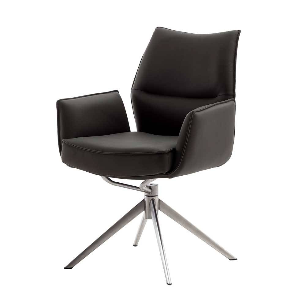 Drehbare Tischsessel aus Echtleder - Cascaya (2er Set)