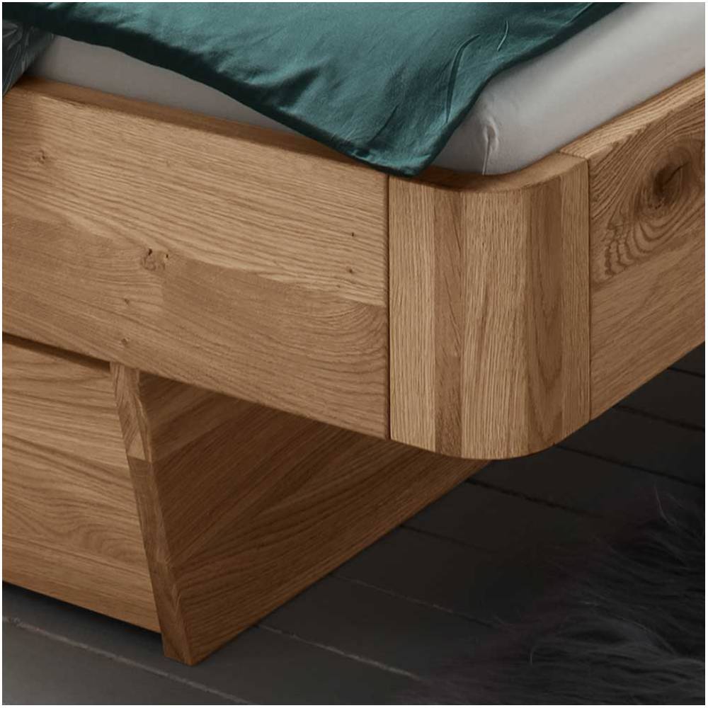Bett mit zwei Bettkästen aus Wildeiche - Zennian (dreiteilig)