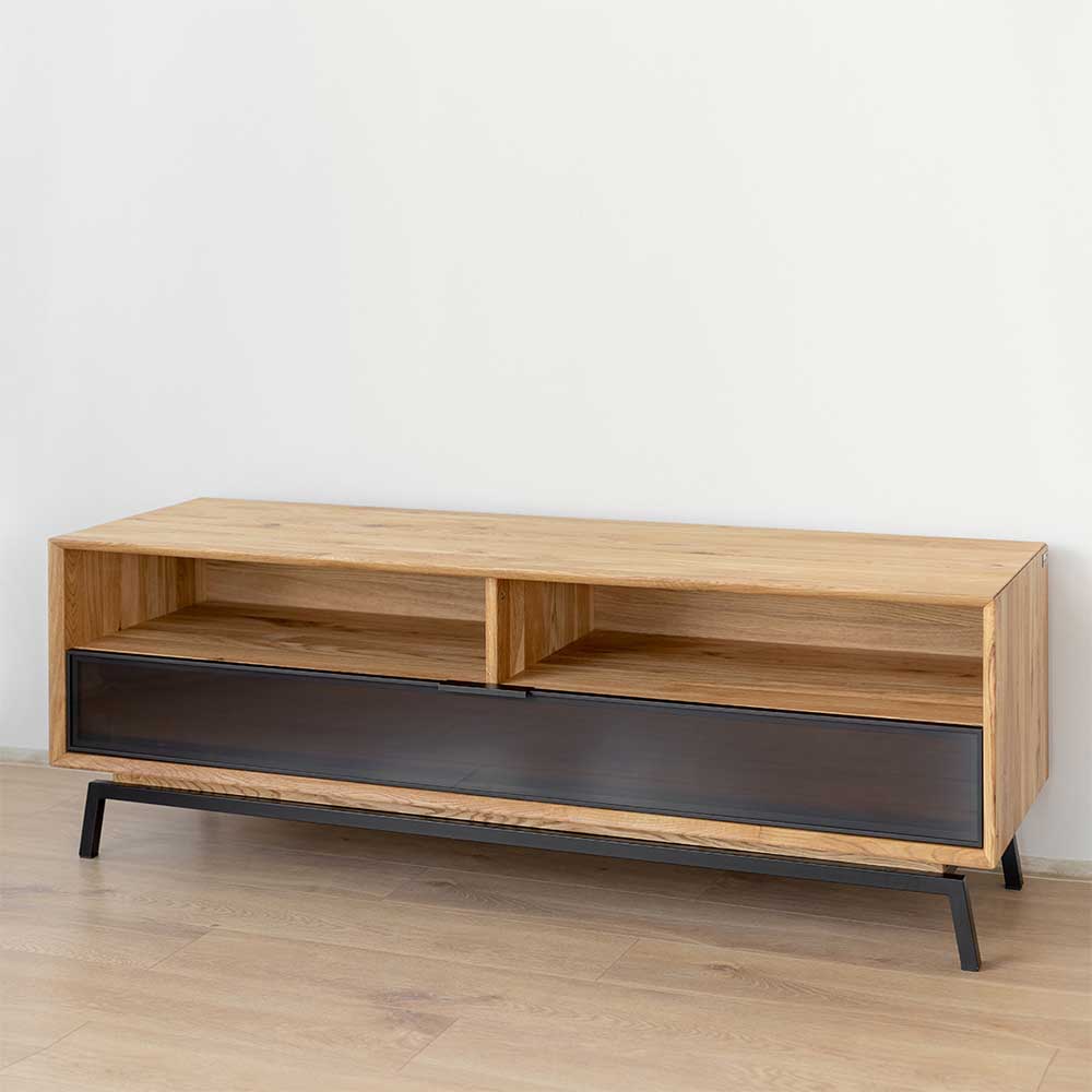 TV Lowboard aus Eiche und Metall - Fabiella