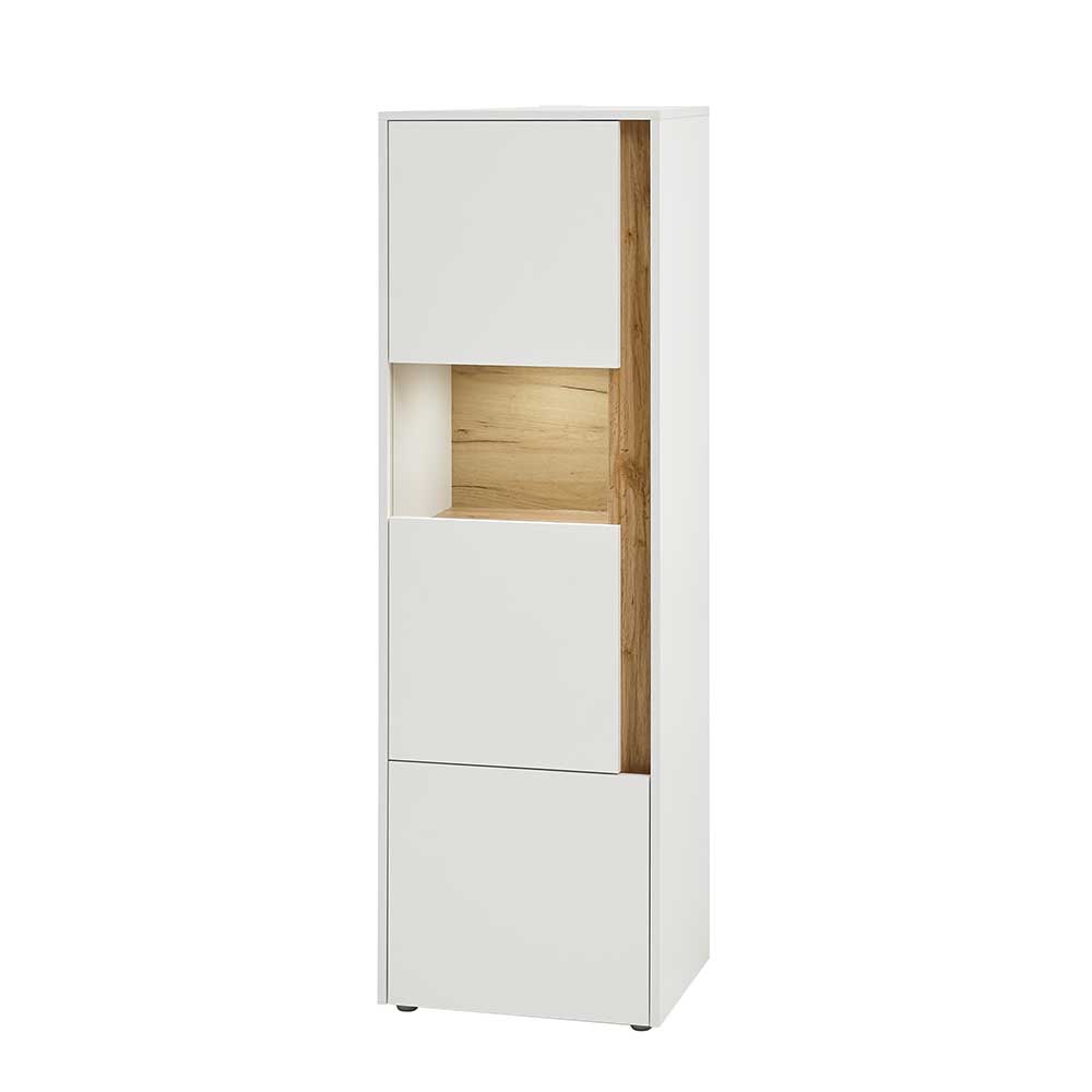Vitrinenschrank in Weiß & Wildeiche Dekor - Nonessia