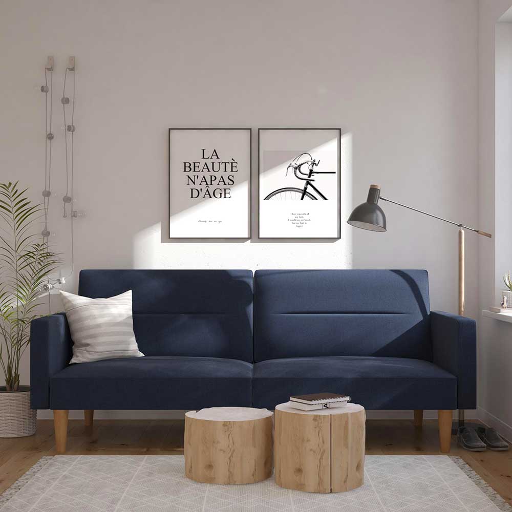 3-Sitzer Schlafcouch in Blau Stoff - Juleste