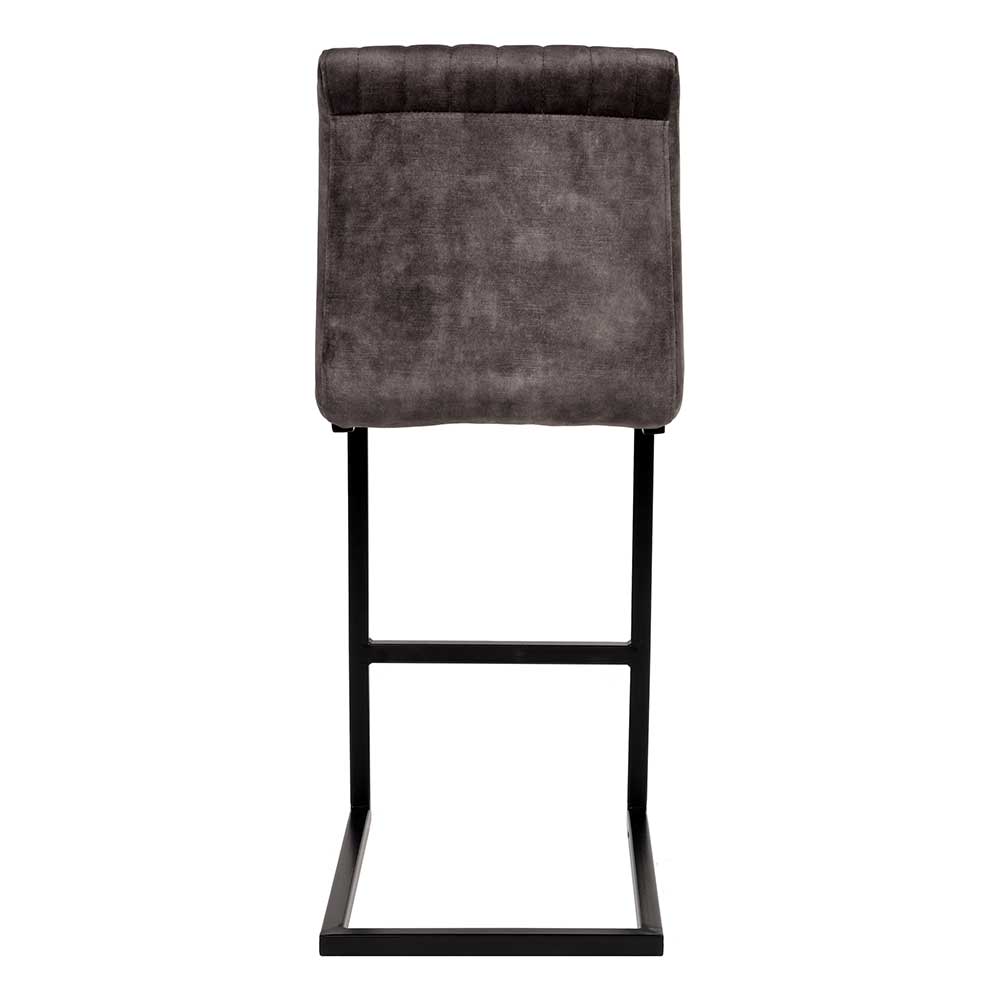 Barstuhl aus Velours in Anthrazit - Valines (2er Set)