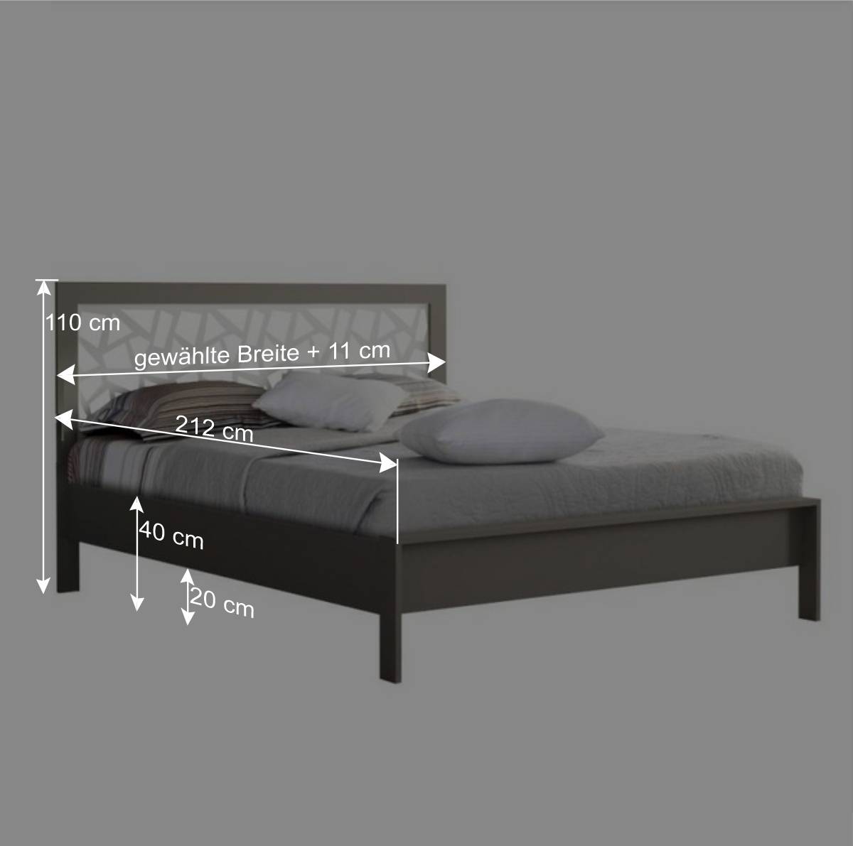 Design-Metallbett in Grau mit Weiß - Lobitius