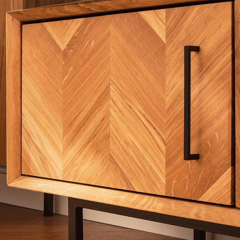 TV Unterschrank mit Fischgrät Design Türen - Kerfa