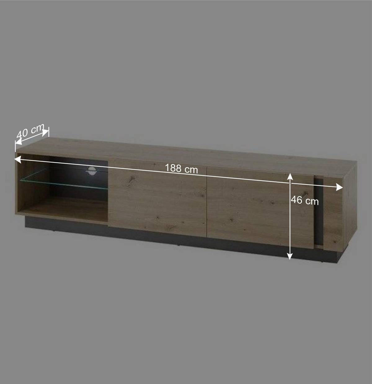 TV Lowboard mit Sockelgestell - 188 cm breit - Lairian