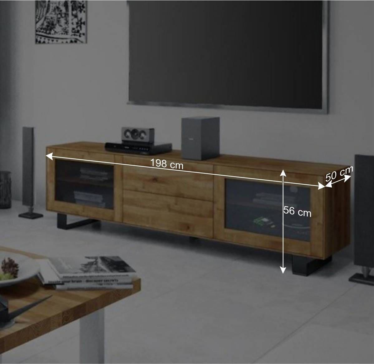 Design Lowboard Manzey mit Glastüren