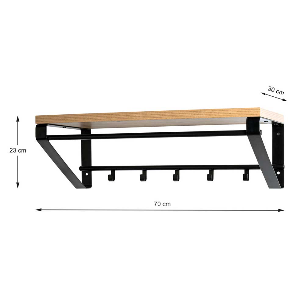 70x23x30 Garderobe mit Hutablage in Eiche NB - Chimi