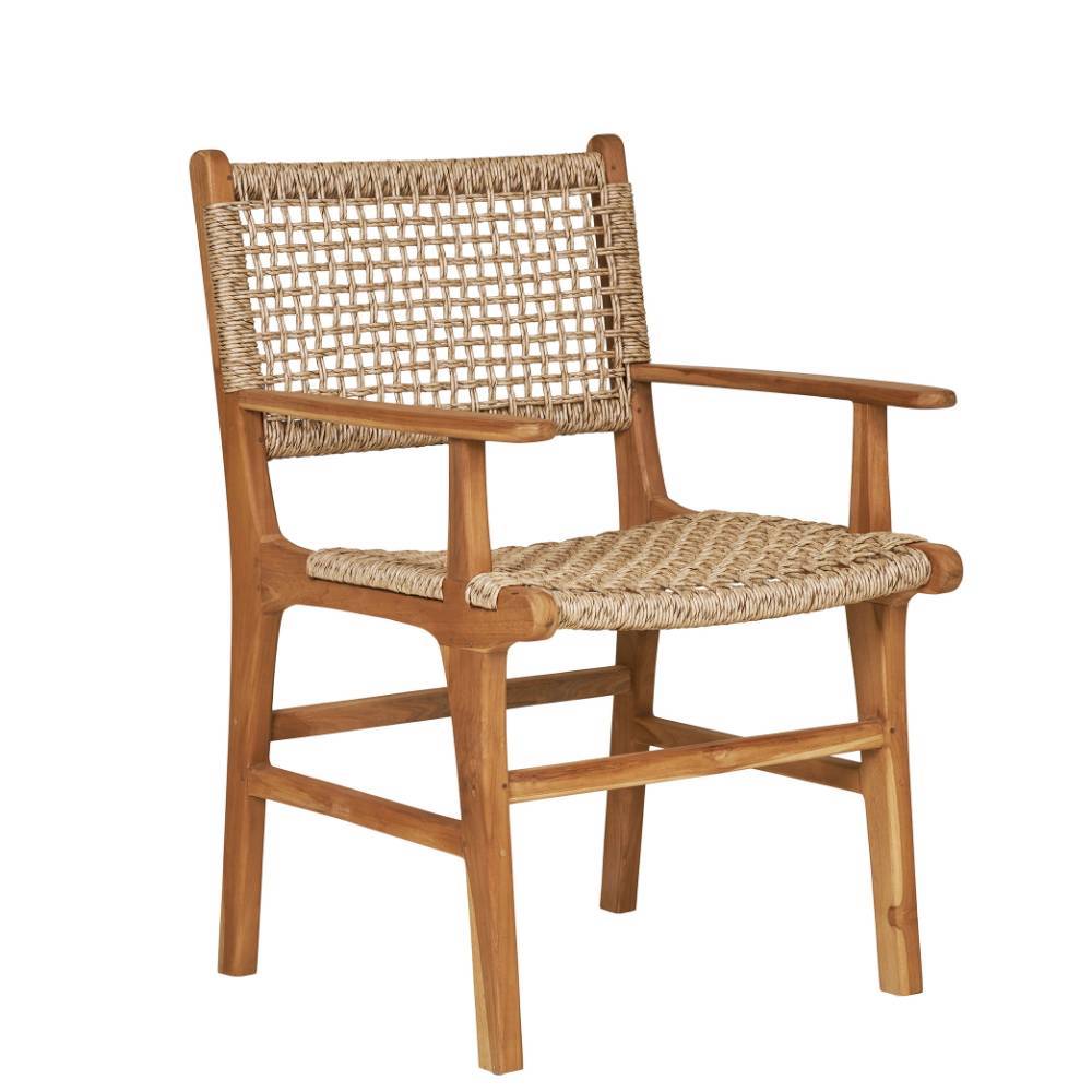 Teak Armlehnenstuhl mit Kordelgeflecht - Merlan (2er Set)