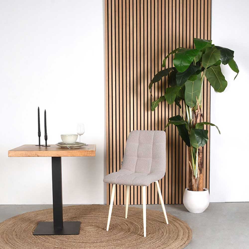 Scandi Chic Stuhl in Beigegrau und Weiß - Shivan