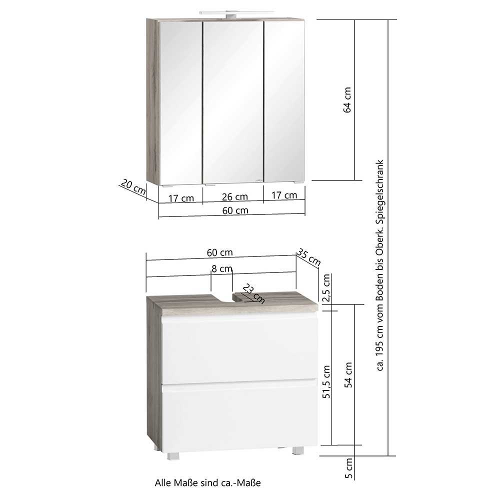 Waschplatz & Hochschrank als Set - Eight (dreiteilig)