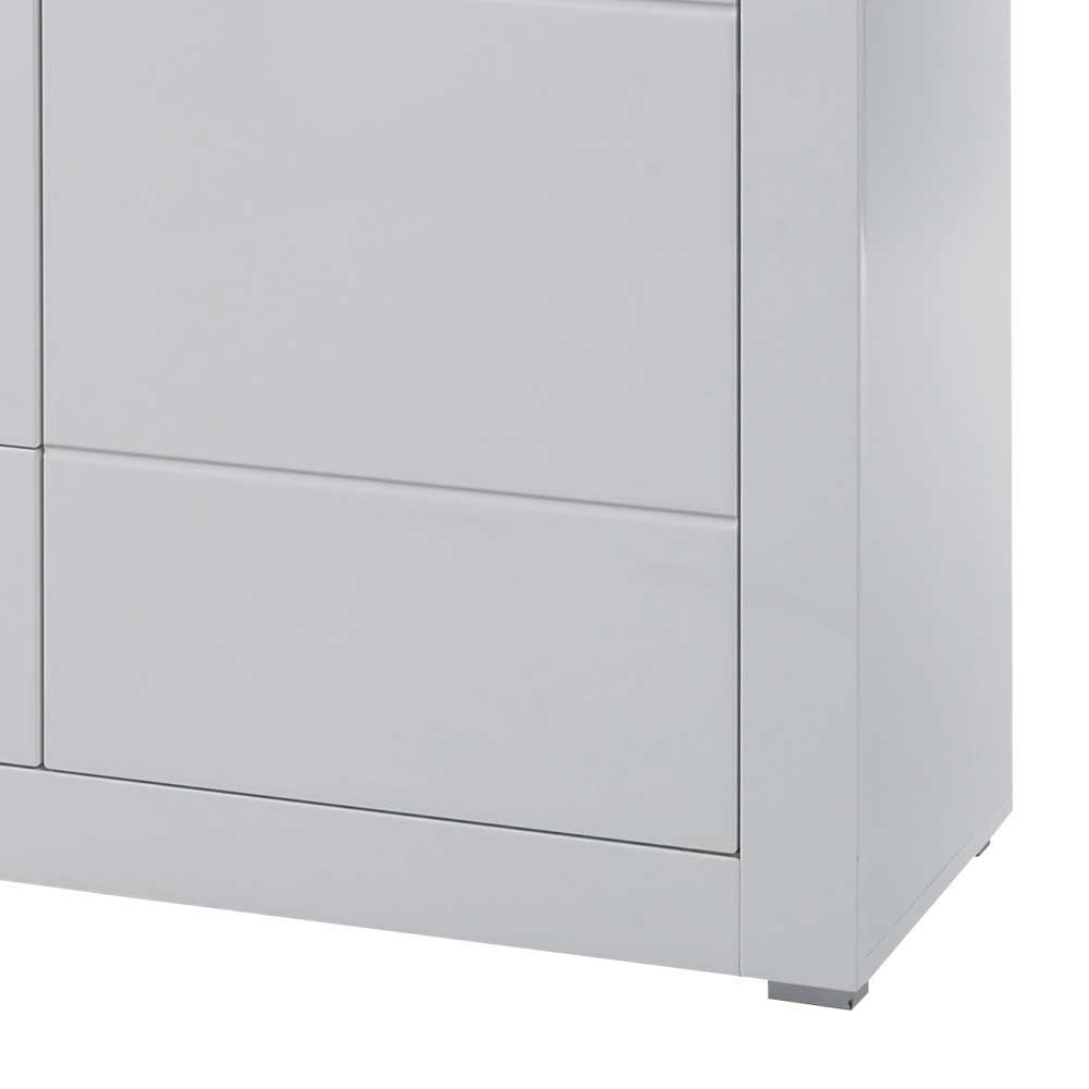 Weißes Sideboard mit Hochglanz Front Yulis & Chrom Metallgriffen