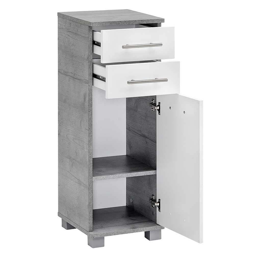Badezimmerschrank in Weiß & Beton Optik - Rilica