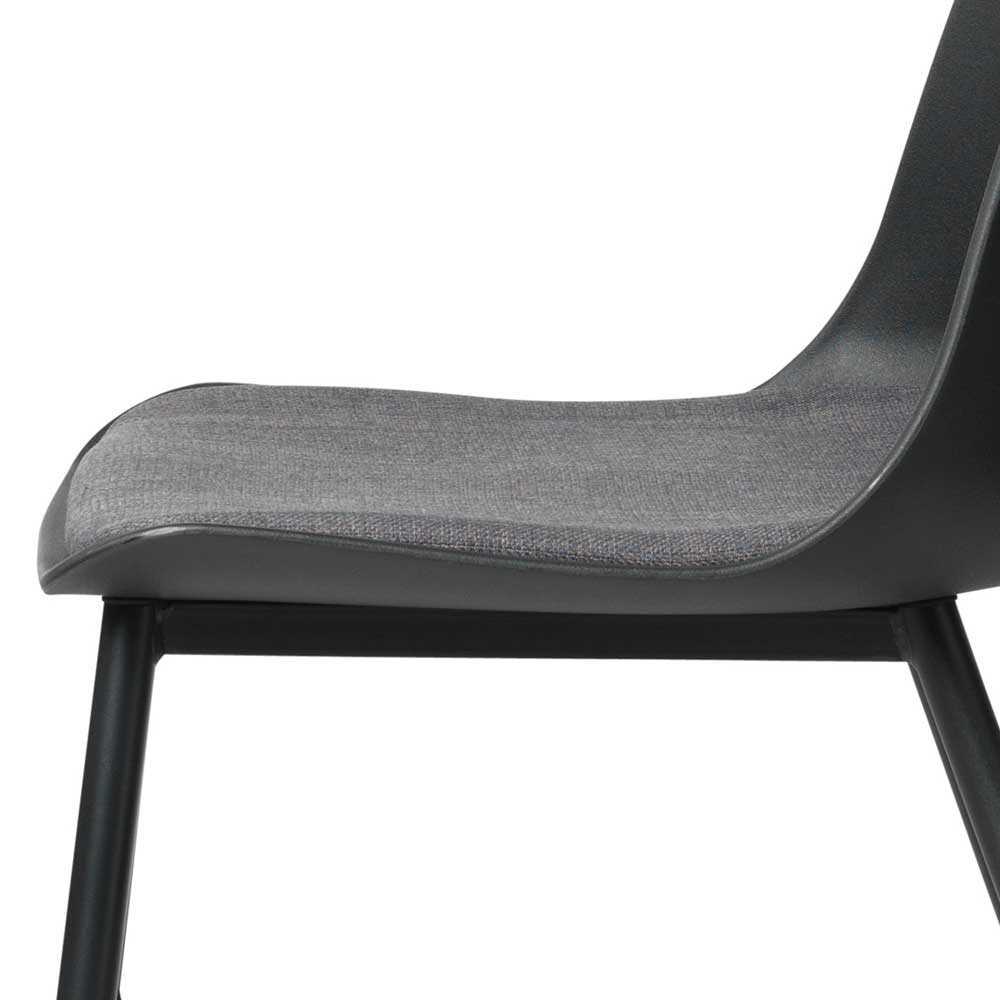 Schwarze Schalenstühle mit Stoffsitz Grau - Vorcalo (2er Set)