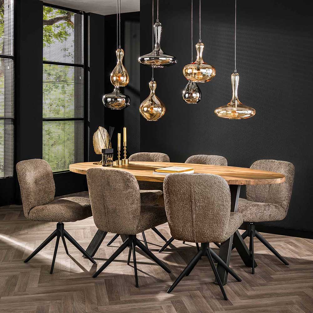 Esszimmer Drehstuhl in Taupe Boucle - Cascaya (2er Set)