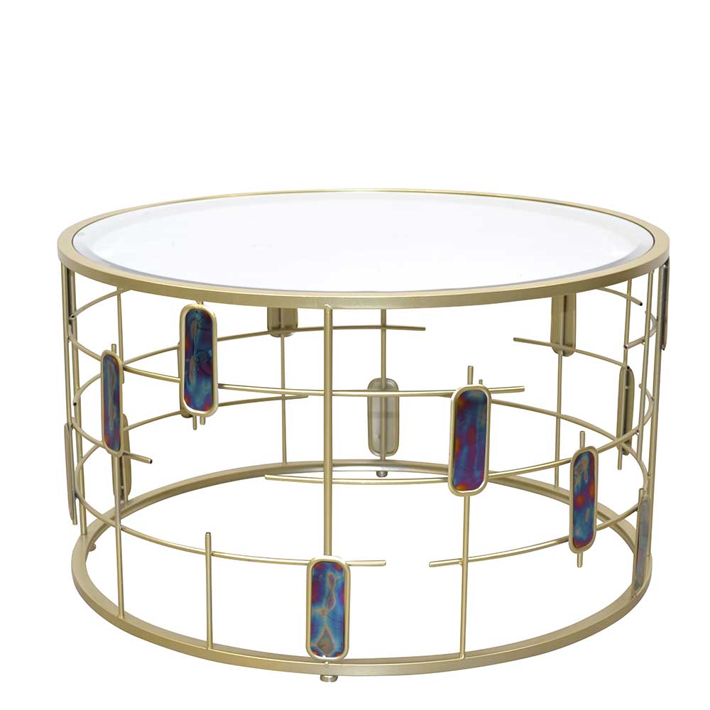 Design Couchtisch aus Spiegelglas & Metall Gold - Liss