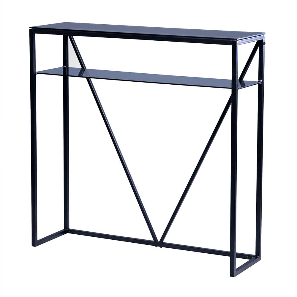 Schwarzer Konsolentisch aus Metall mit Glas - Lenns