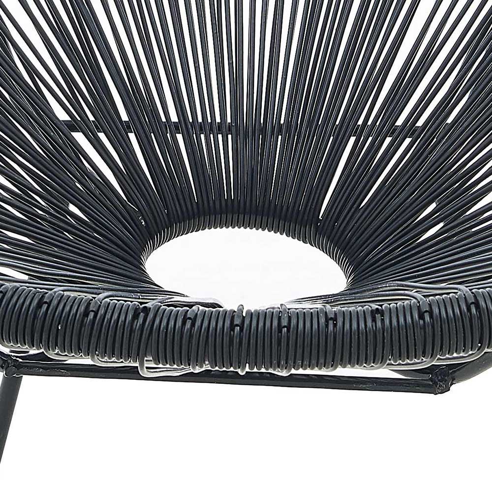 Unterseite der runden Sitzfläche, schwarzer Metallrahmen des Outdoor Loungestuhls im 2er Set – Vicados