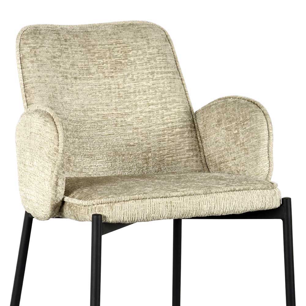 Struktursamt Polsterstuhl in Beige - Celona (2er Set)