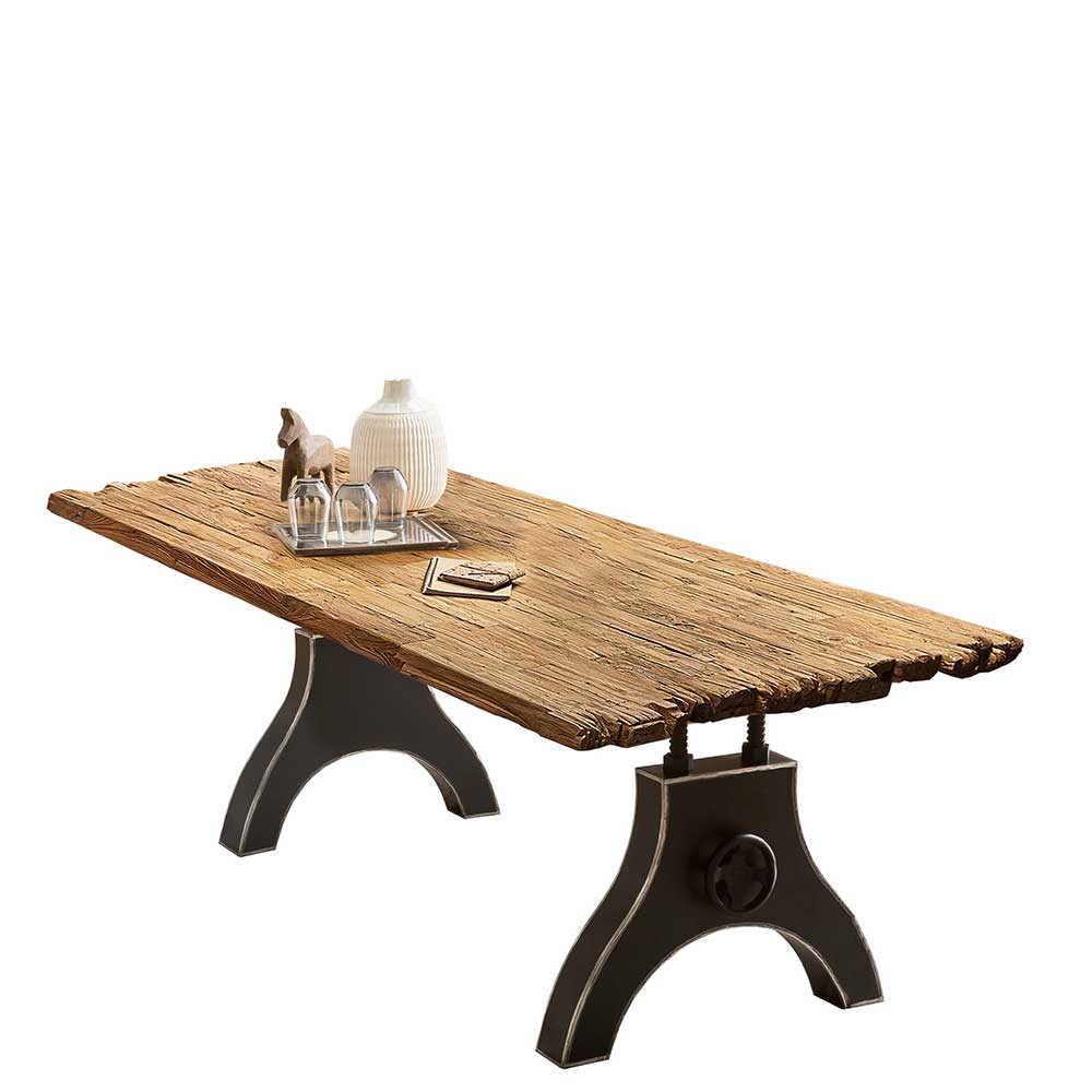 Industrial Esstisch mit Teak Altholzplatte - Banyo