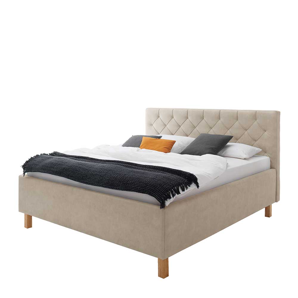 Stauraum Stoffbett in Beige & Eiche - Matrix