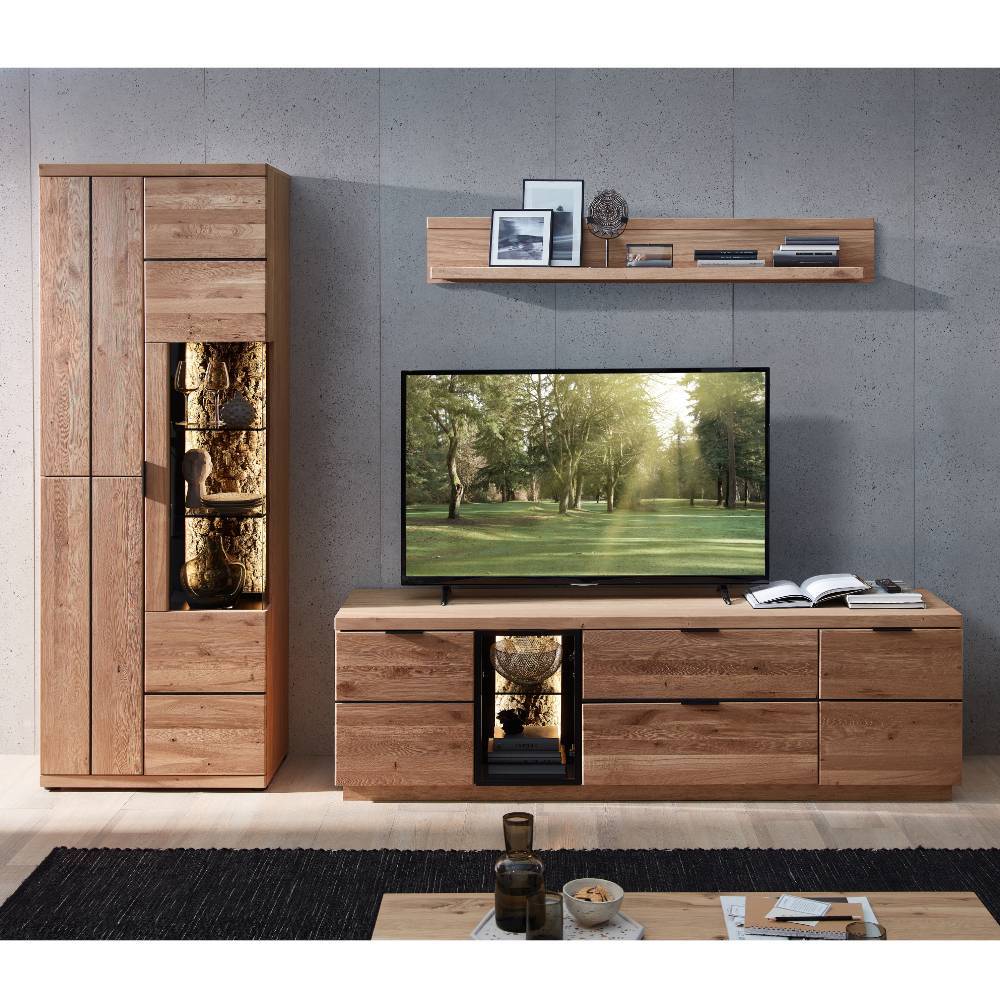 Wohnzimmer Anbauwand in Wildeiche Bianco - Dritos (dreiteilig)