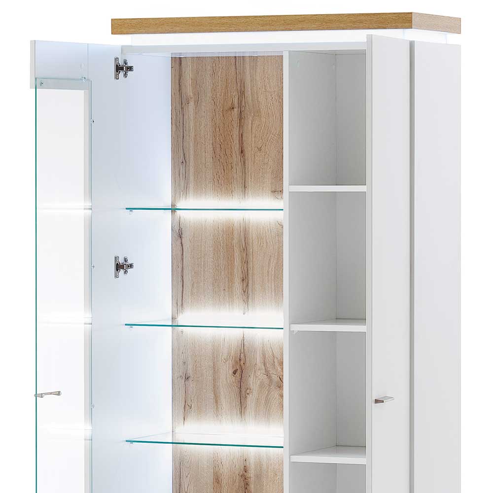 2-türiger Wohnzimmer Schrank mit Glaseinsatz & LED - Caldri