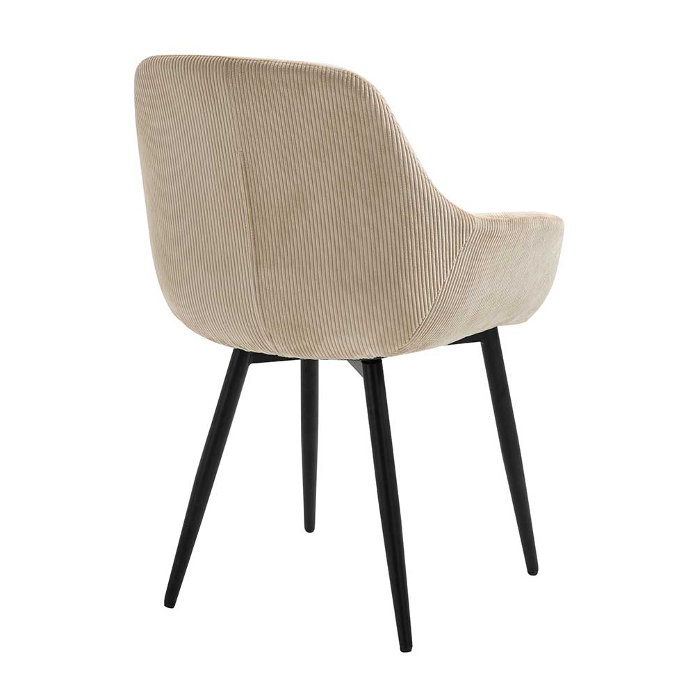 Stuhl mit Cordbezug in Beige - Sensibil (2er Set)