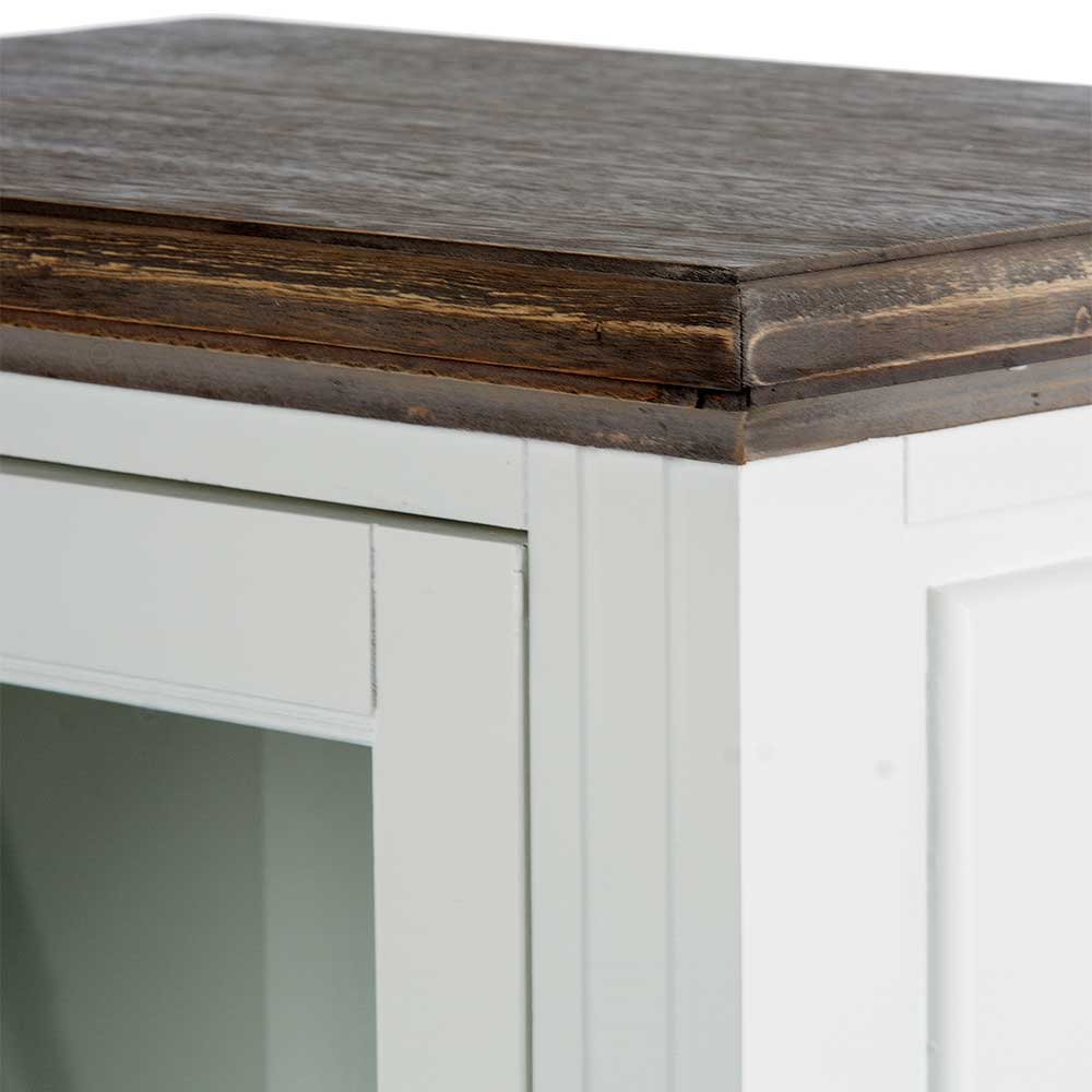 54x130x36 Landhaus Vitrine mit Tür & Schublade - Bleaks