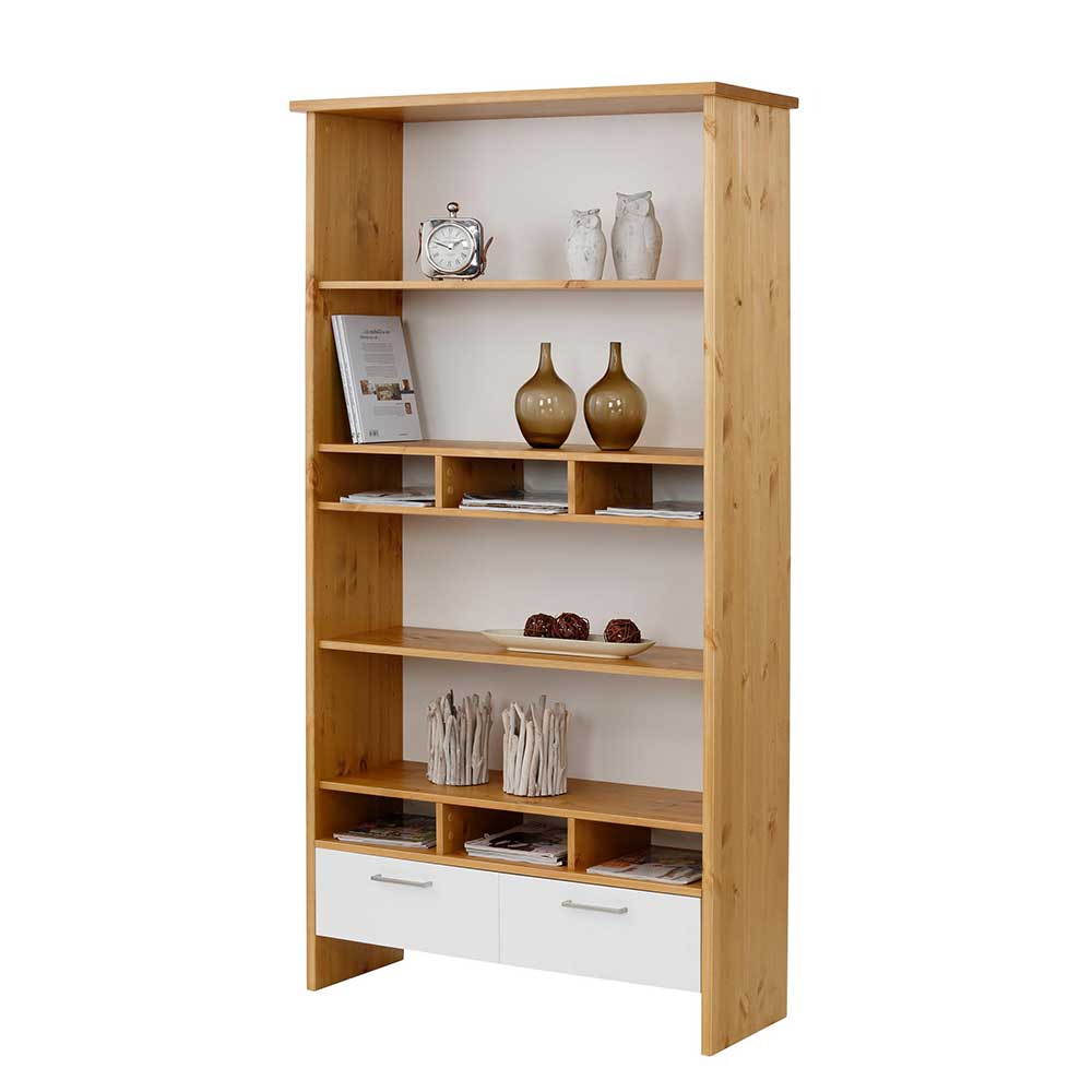 102x188x39 Standregal in Weiß & Honig - Enjes