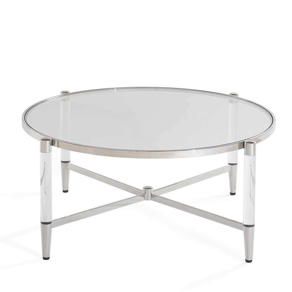 Runder Sofatisch aus Glas & Acrylglas - Evizia