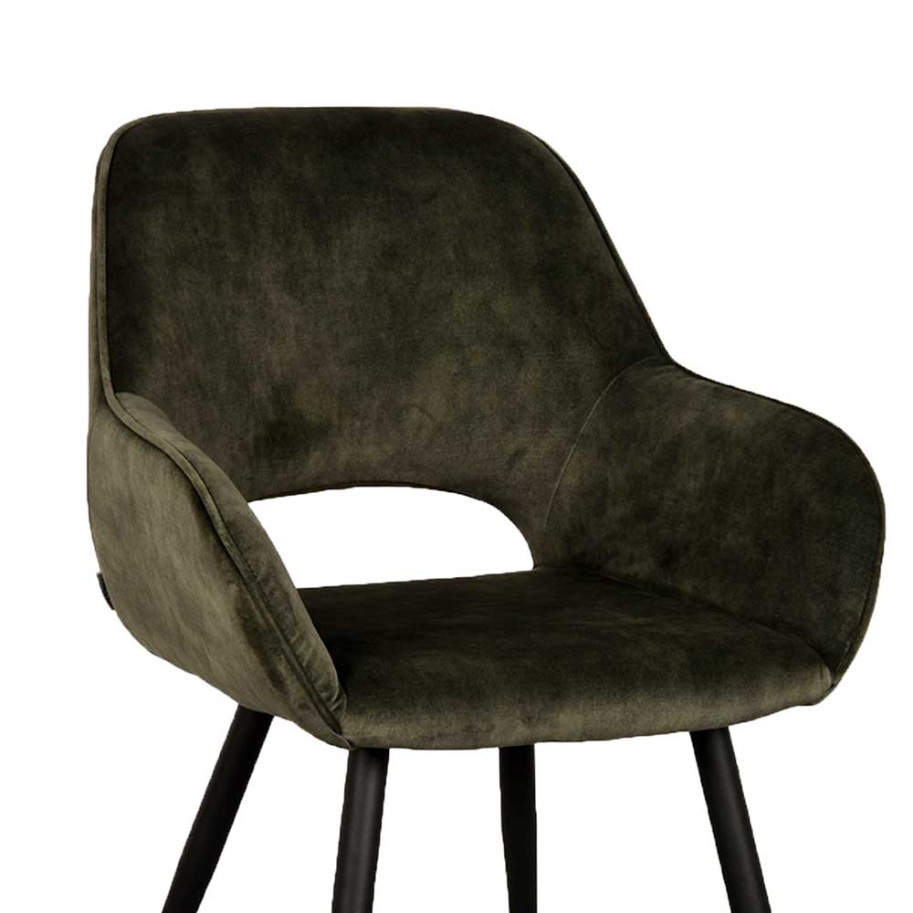 Scandi Tischsessel in Dunkelgrün Velours - Alamrua (2er Set)