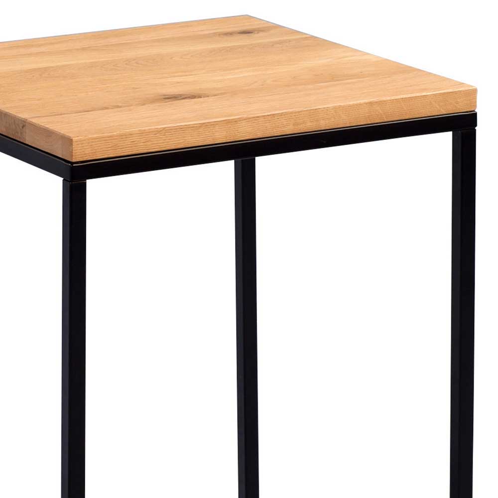 Loft Style Beistelltisch mit Wildeiche massiv Grandory & Metall Schwarz