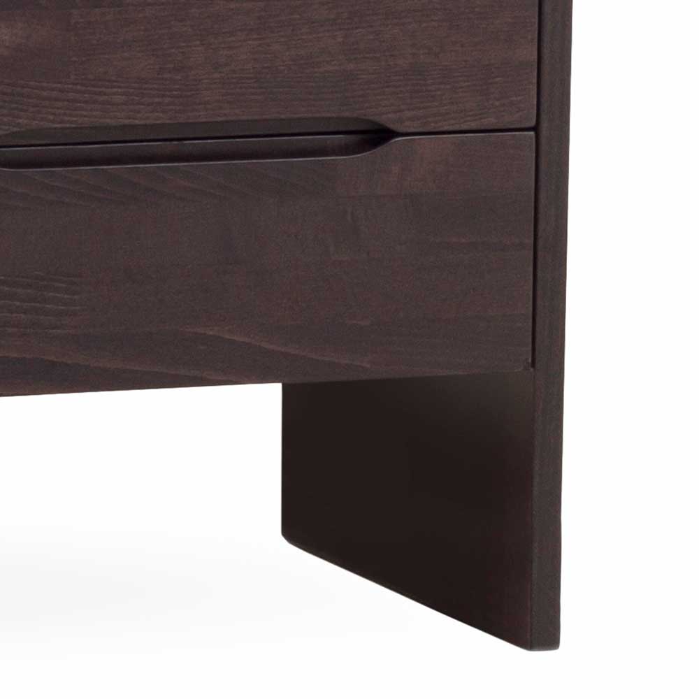 Dunkler Nachtschrank aus Buche mit zweiter Schublade und modernem Standfuß – Jet