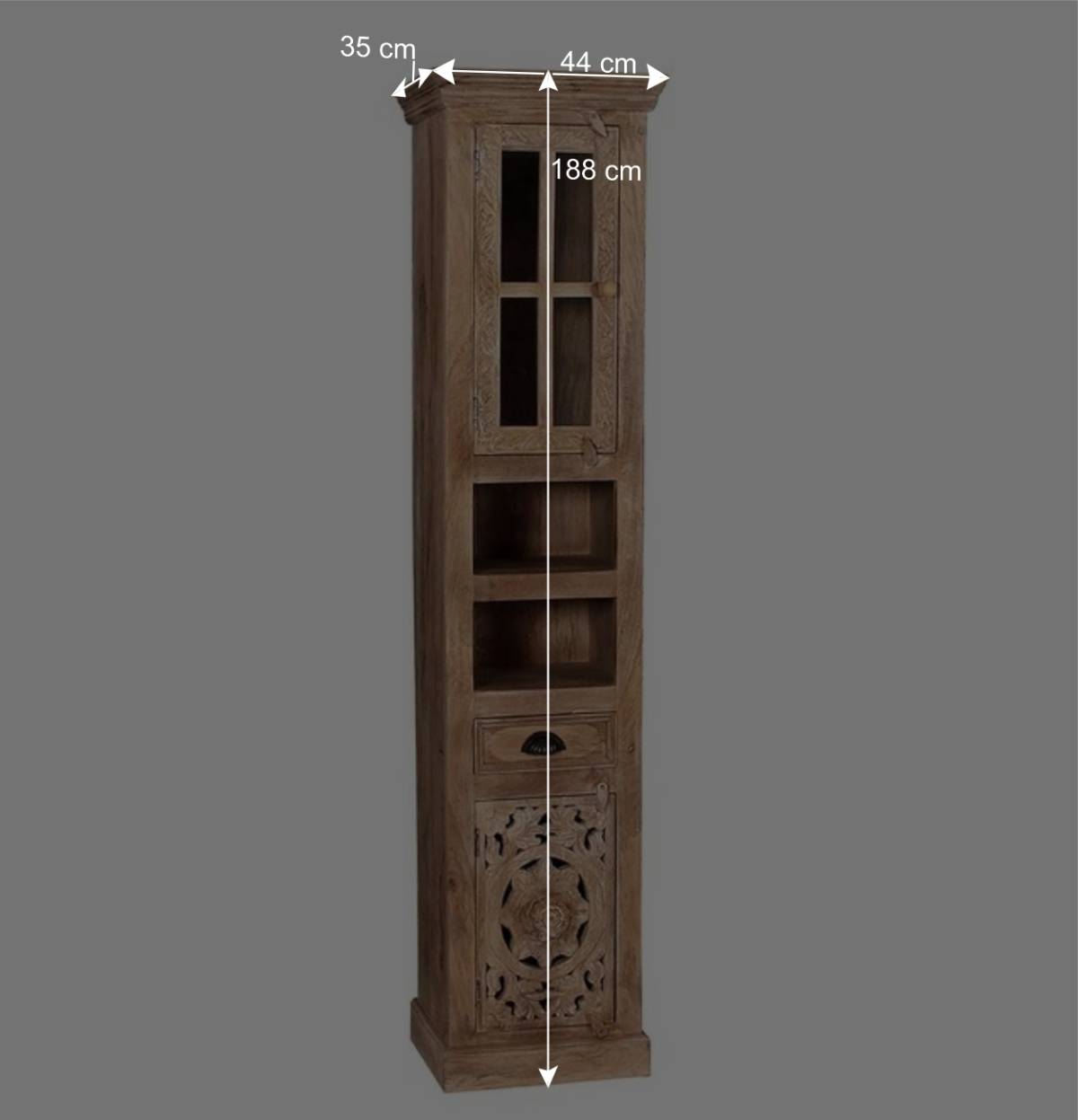 Massivholz Bad Hochschrank in Sandfarben - Runiasa