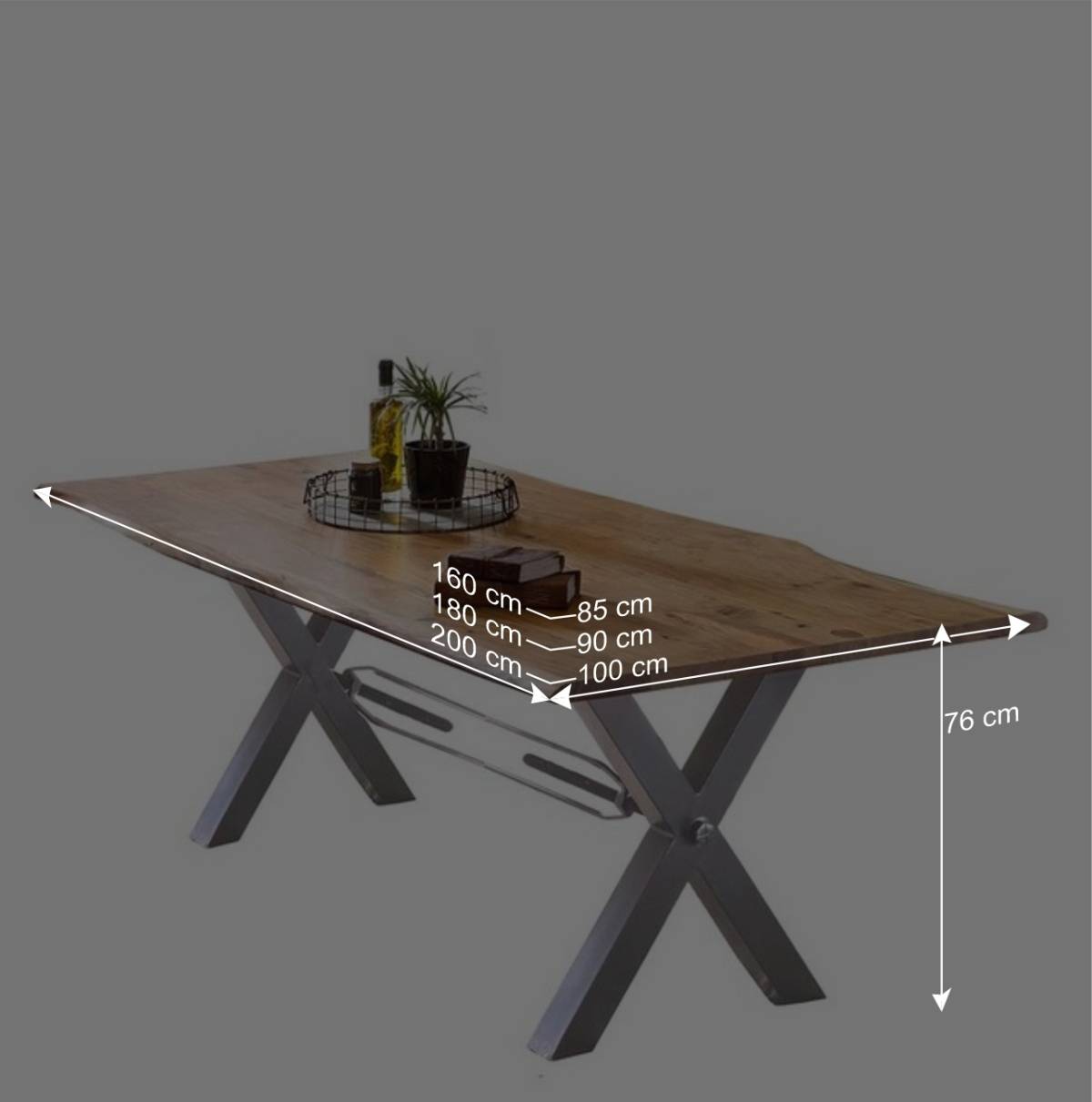 Tisch mit Holzplatte mit natürlicher Kante - Andy