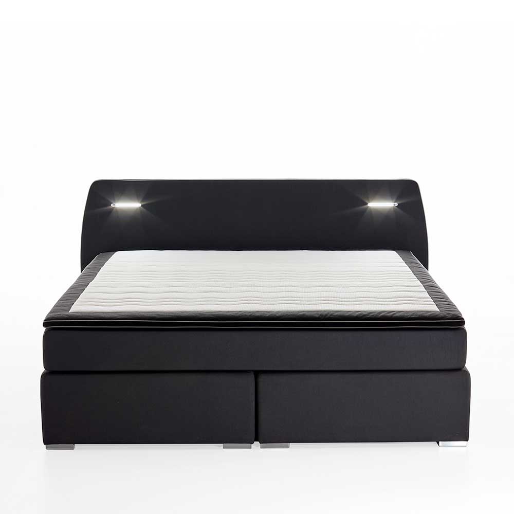 Schwarzes Design-Boxspringbett mit LED - Lubema