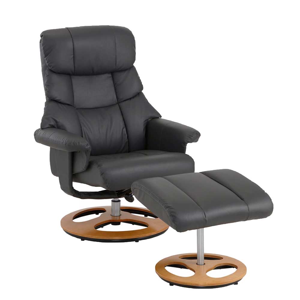 Wohnzimmer Relaxsessel aus Leder in Grau - Racana (zweiteilig)