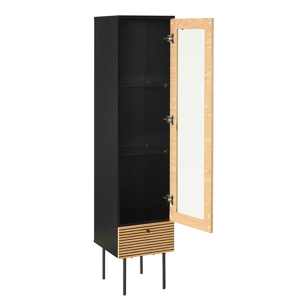 40x179x43 Vitrine in Eiche und Schwarz - Piassona