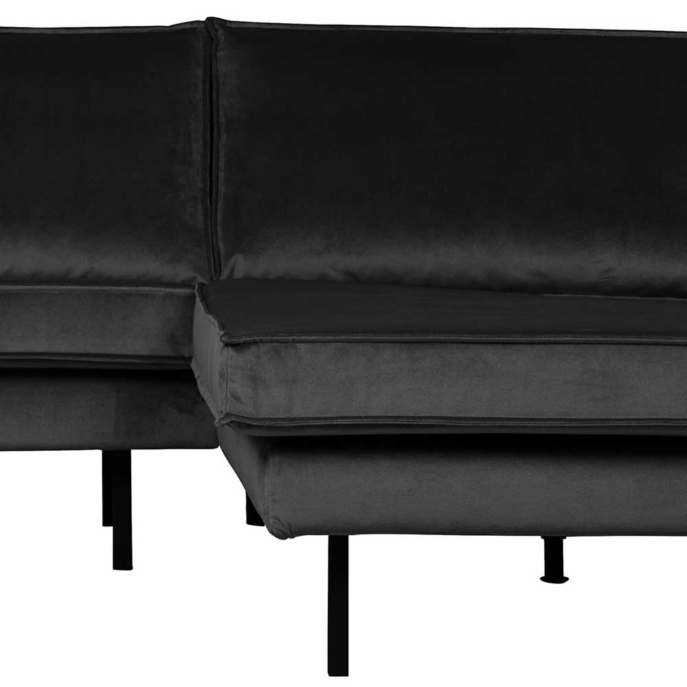 300cm breites Samt L Sofa in Anthrazit - Ertrego