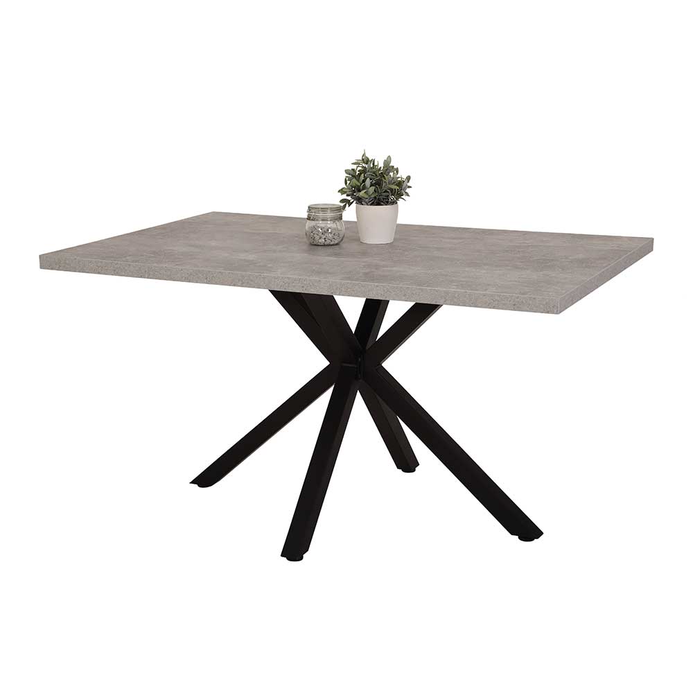 180x90 Tisch in Beton Dekor & Schwarz - Concura