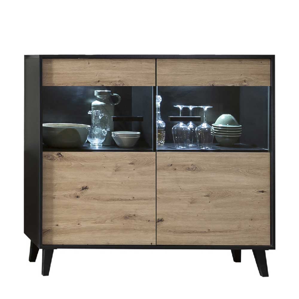 126x118x40 Wohnzimmerschrank mit Glaseinsatz - Paniera