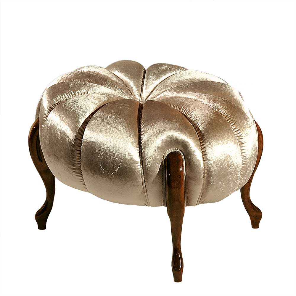 Barock Polsterhocker in Gold Stoff schimmernd - Leitha