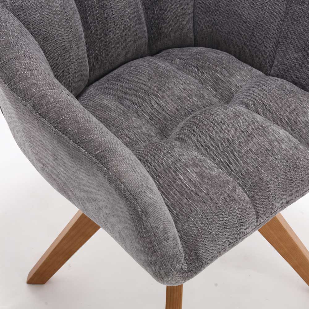 Strukturstoff Tischsessel in Grau - Trane (2er Set)