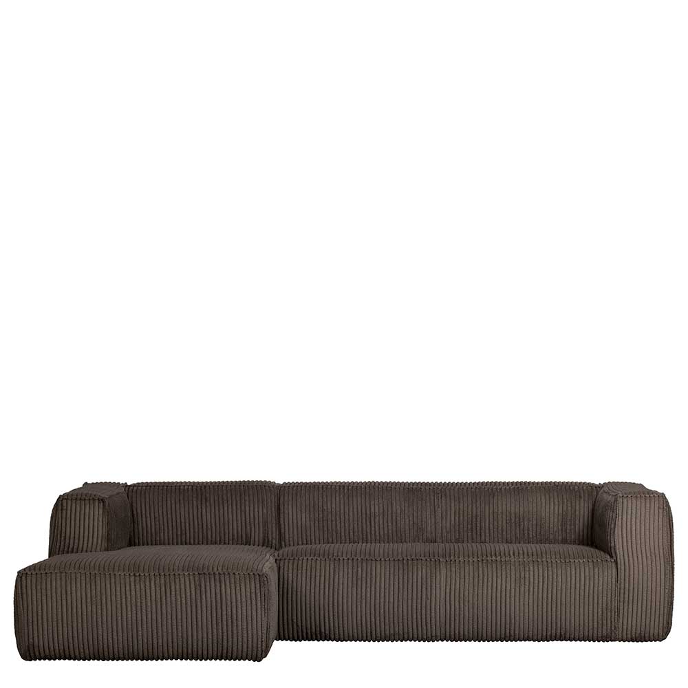 Gemütliches L-förmiges Cordsofa in Dunkelgrau für das Wohnzimmer – Sybilla